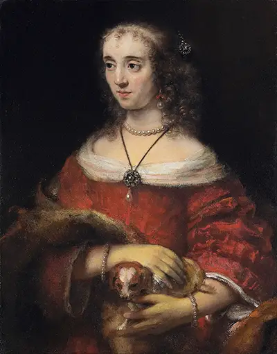 Bildnis einer jungen Frau mit Schoßhund Rembrandt